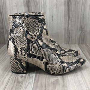 Marc Fisher Ankle Boots Womens 7.5M Jelly Snake Skin Print Zip Booties